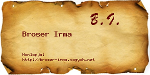 Broser Irma névjegykártya